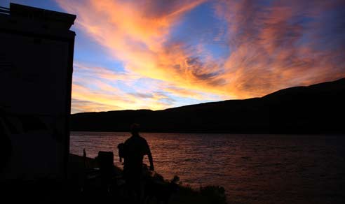 Sunset over the Columbia River below John Day Dam